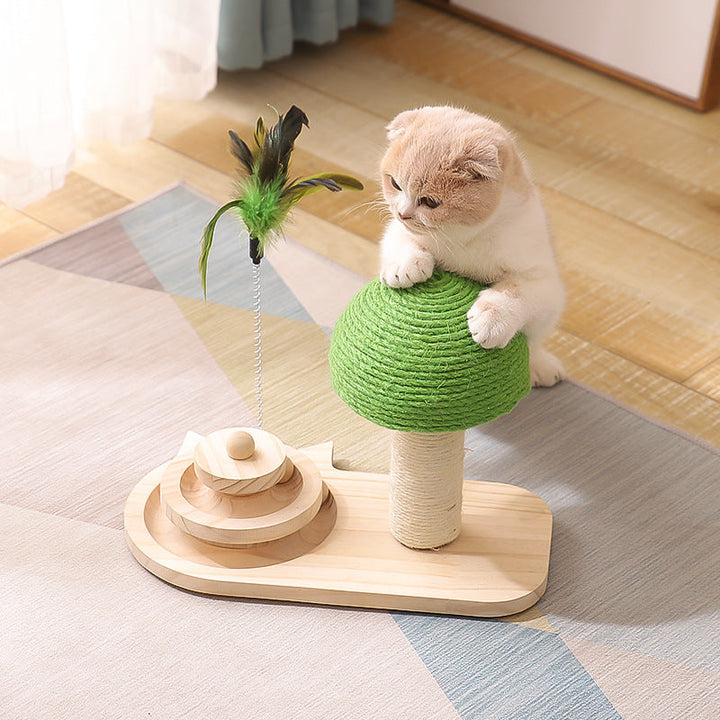 Enhance Your Cat's Playtime with the Durable Sisal & Wood Turntable Cat Toy