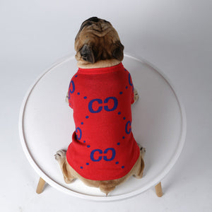 Thick Red Pet Sweater for Autumn & Winter