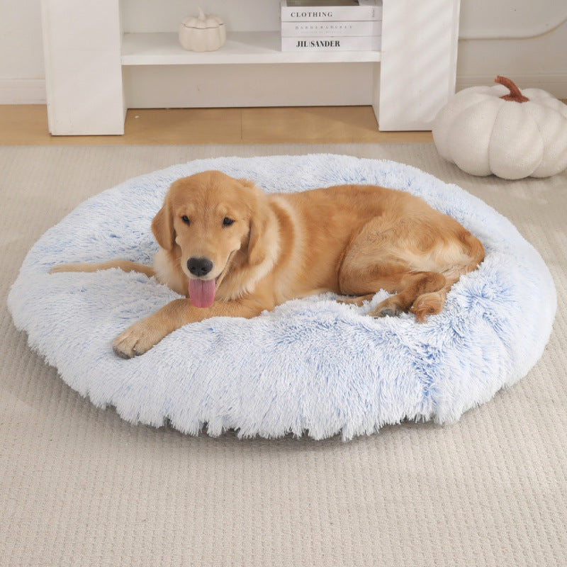 Round Plush Pet Bed for Dogs & Cats