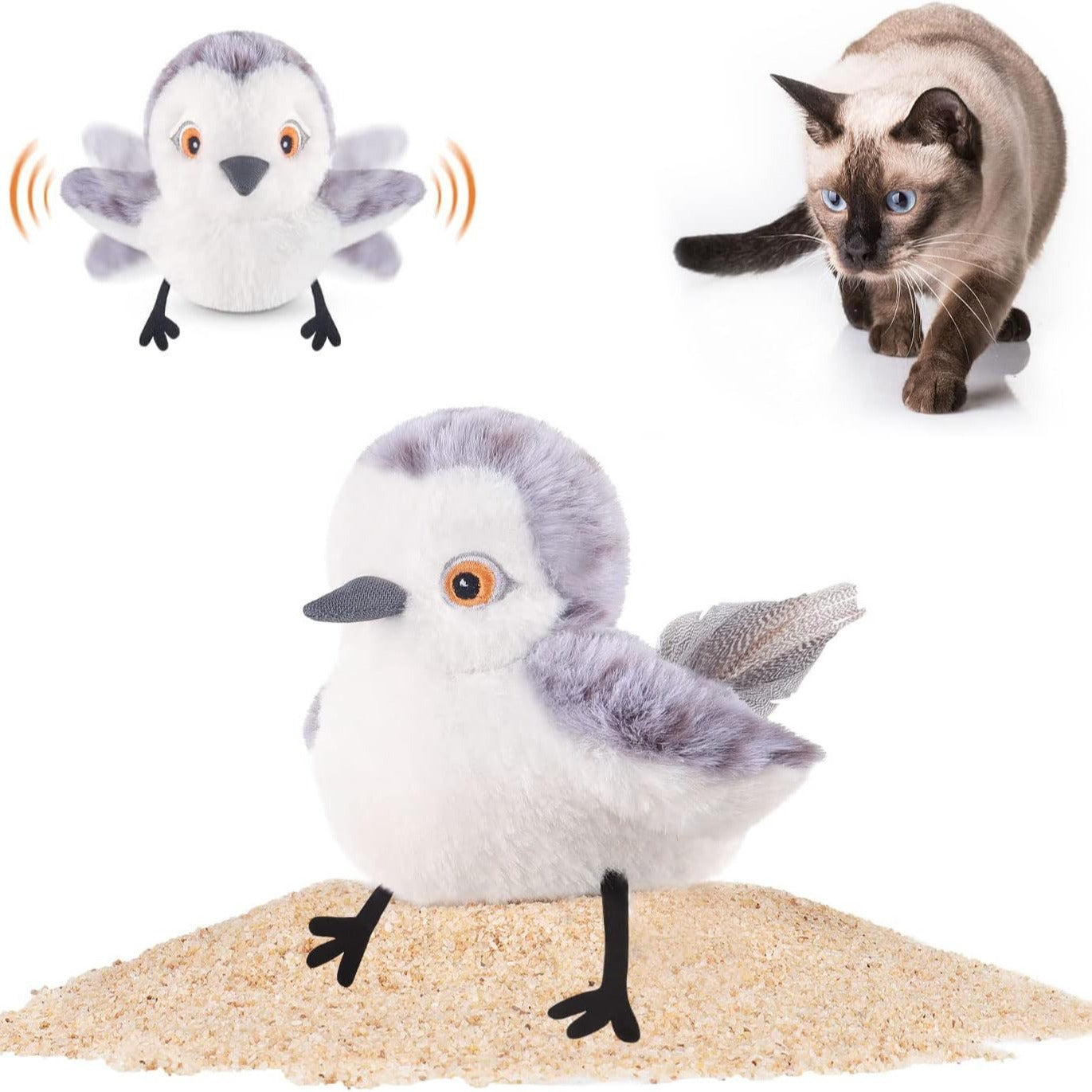 USB Rechargeable Flapping Bird Cat Plush Toy