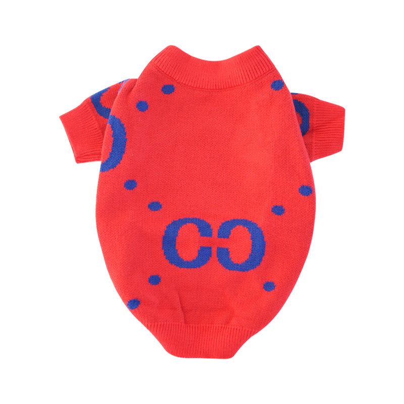 Thick Red Pet Sweater for Autumn & Winter