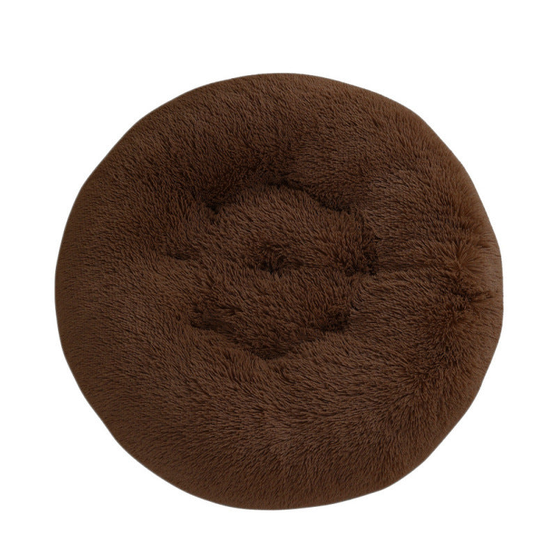 Round Plush Pet Bed for Dogs & Cats