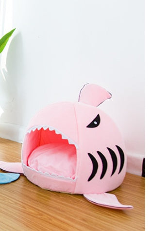 Dual-Purpose Shark-Shaped Pet Bed for Small Dogs & Cats