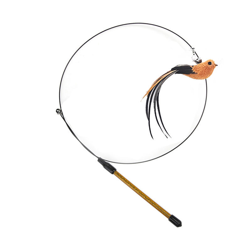 Interchangeable Cat Teaser Stick with Feather Head