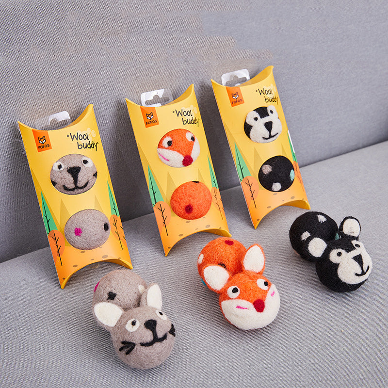 Colorful Felt Cat Toy Ball with Bell