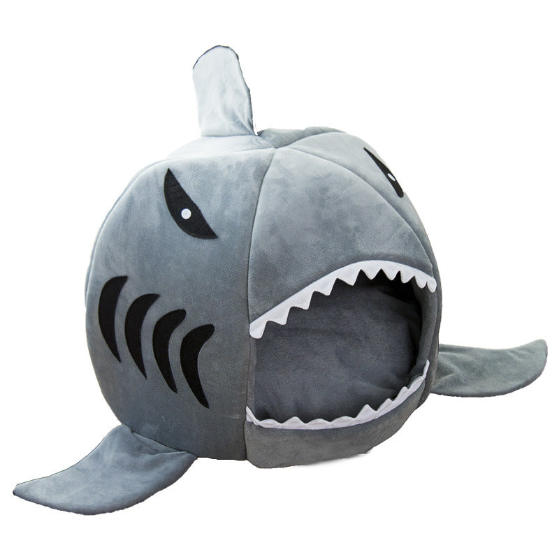 Dual-Purpose Shark-Shaped Pet Bed for Small Dogs & Cats