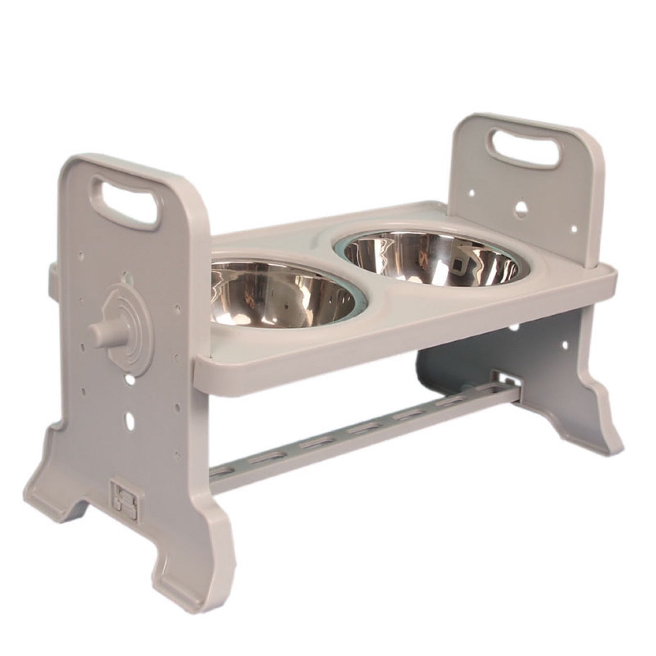 Height-Adjustable Double Bowl Pet Dining Table
