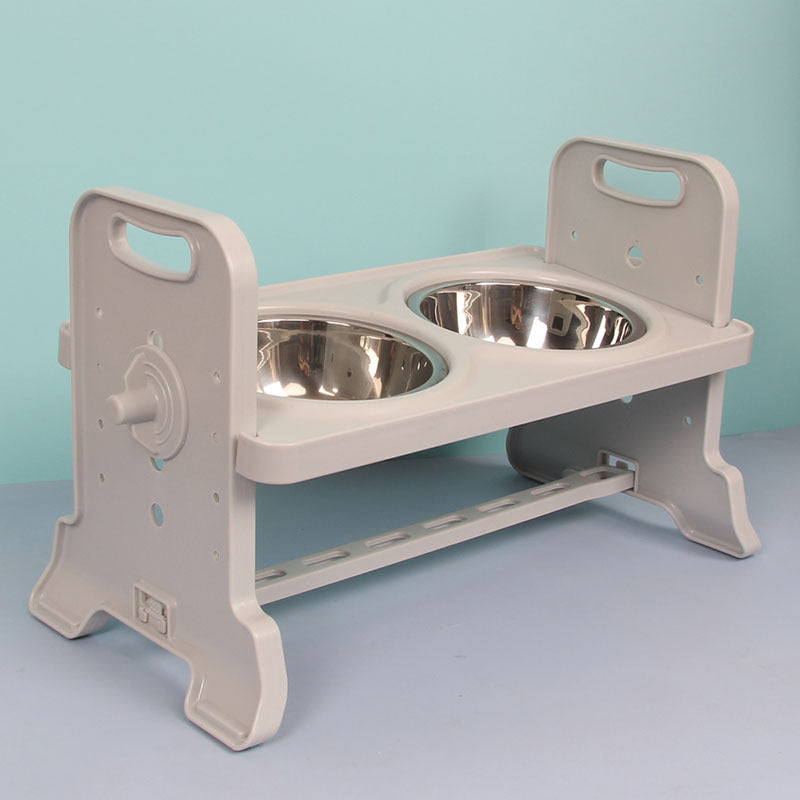Height-Adjustable Double Bowl Pet Dining Table