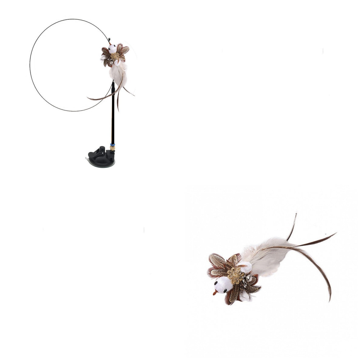 Interchangeable Cat Teaser Stick with Feather Head