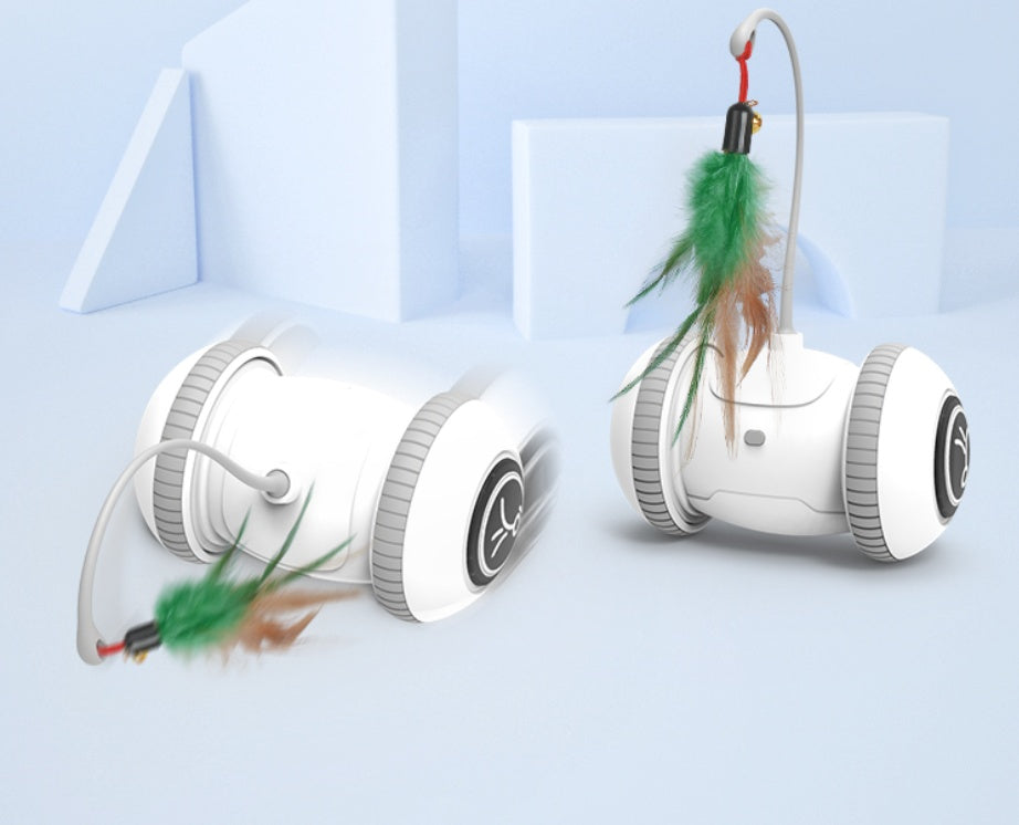Interactive Cat Toy with Interchangeable Feather Heads