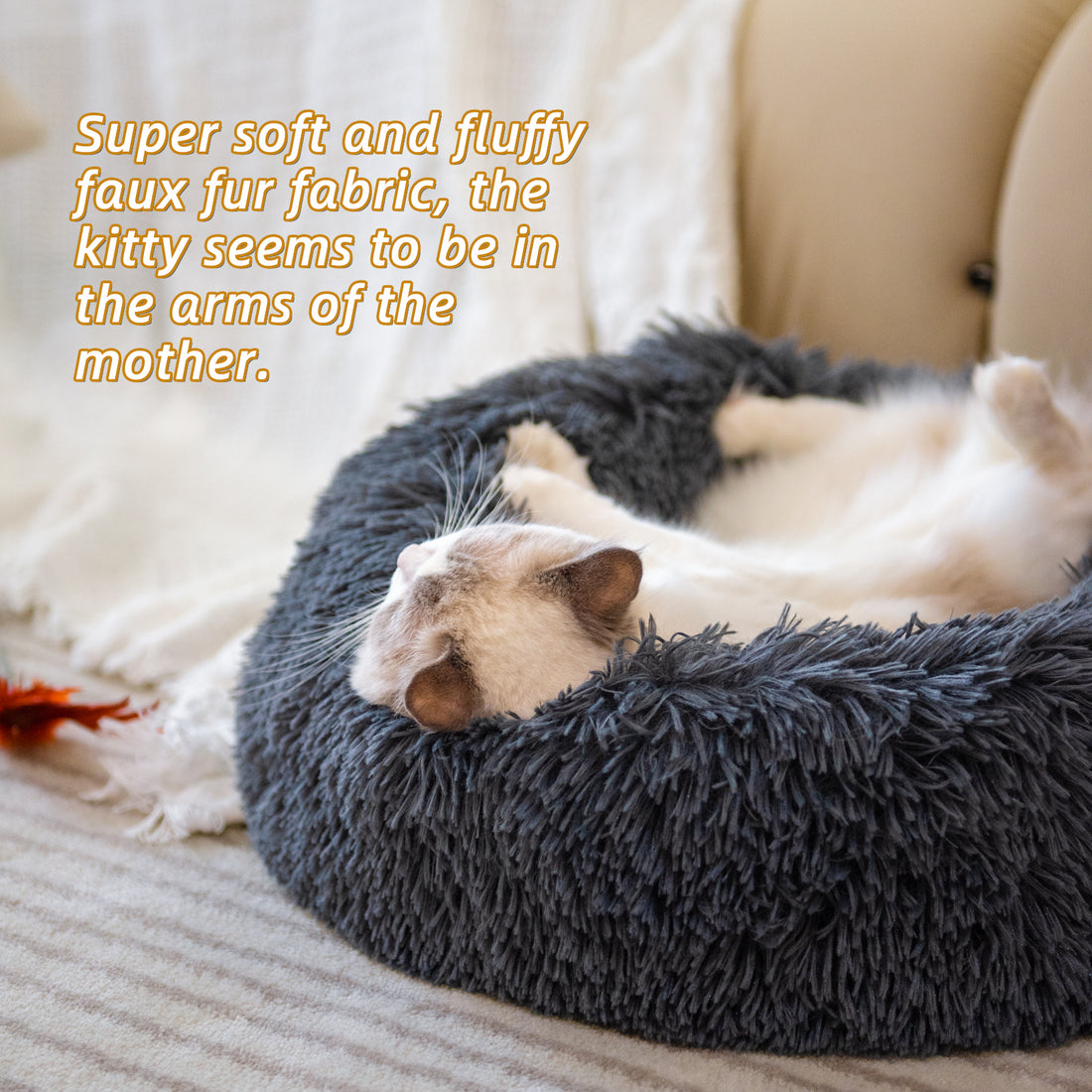 Round Plush Bed for Small Dogs & Cats