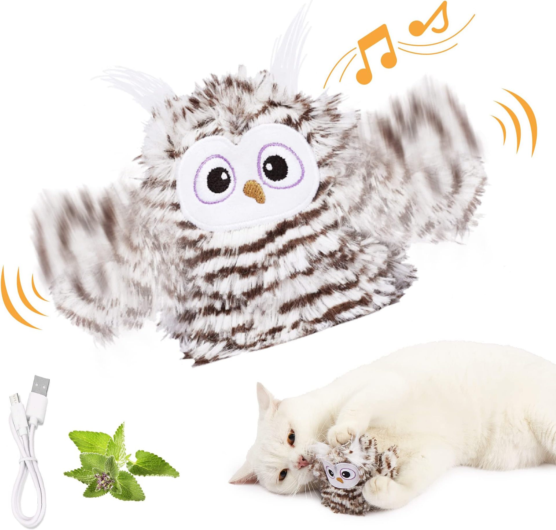 USB Rechargeable Flapping Bird Cat Plush Toy
