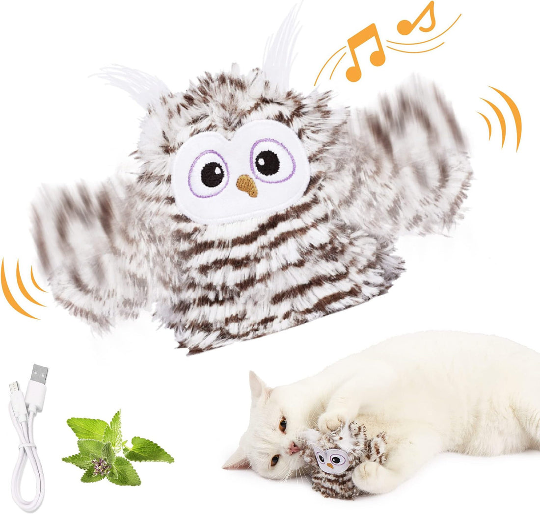 USB Rechargeable Flapping Bird Cat Plush Toy