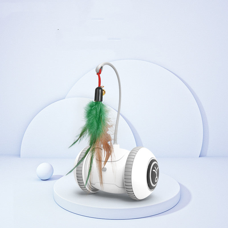 Interactive Cat Toy with Interchangeable Feather Heads
