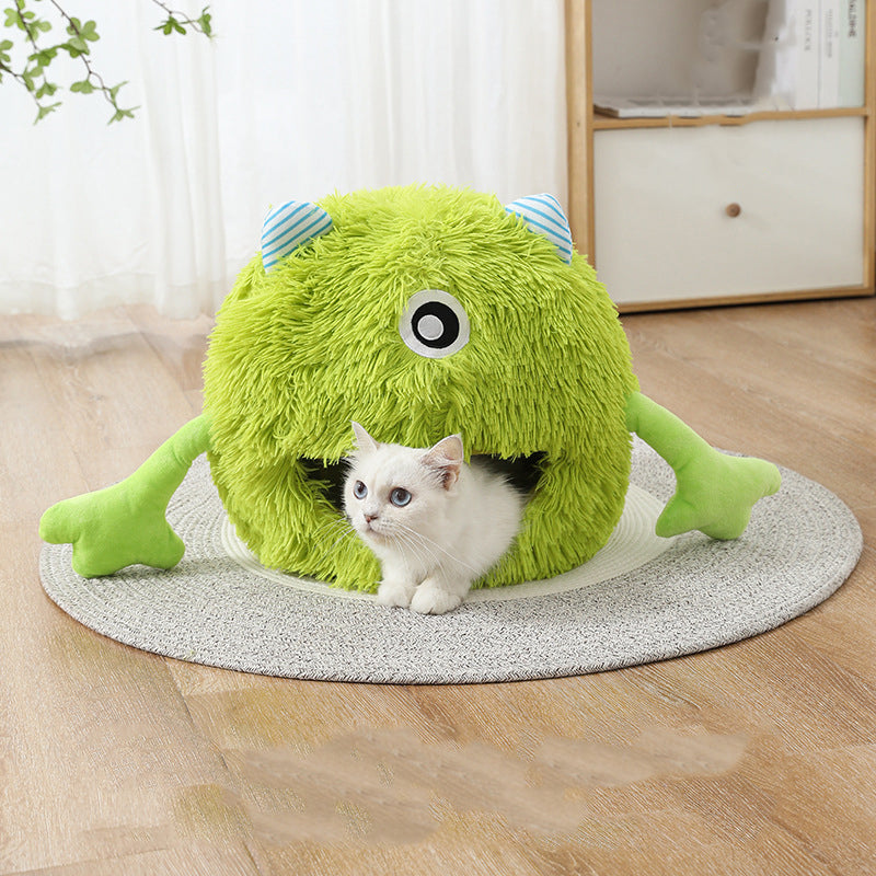 Fluffy Round Machine-Washable Cat & Small Dog Bed