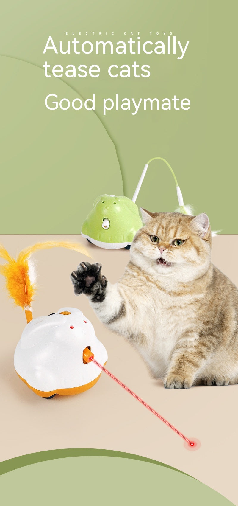 Feather & Laser Automatic Cat Teaser Toy