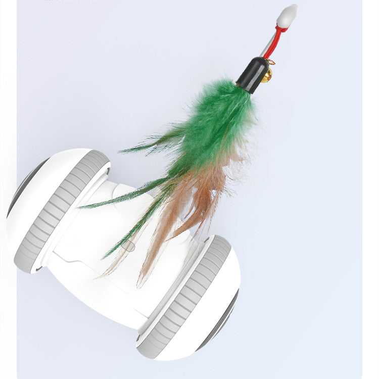 Interactive Cat Toy with Interchangeable Feather Heads