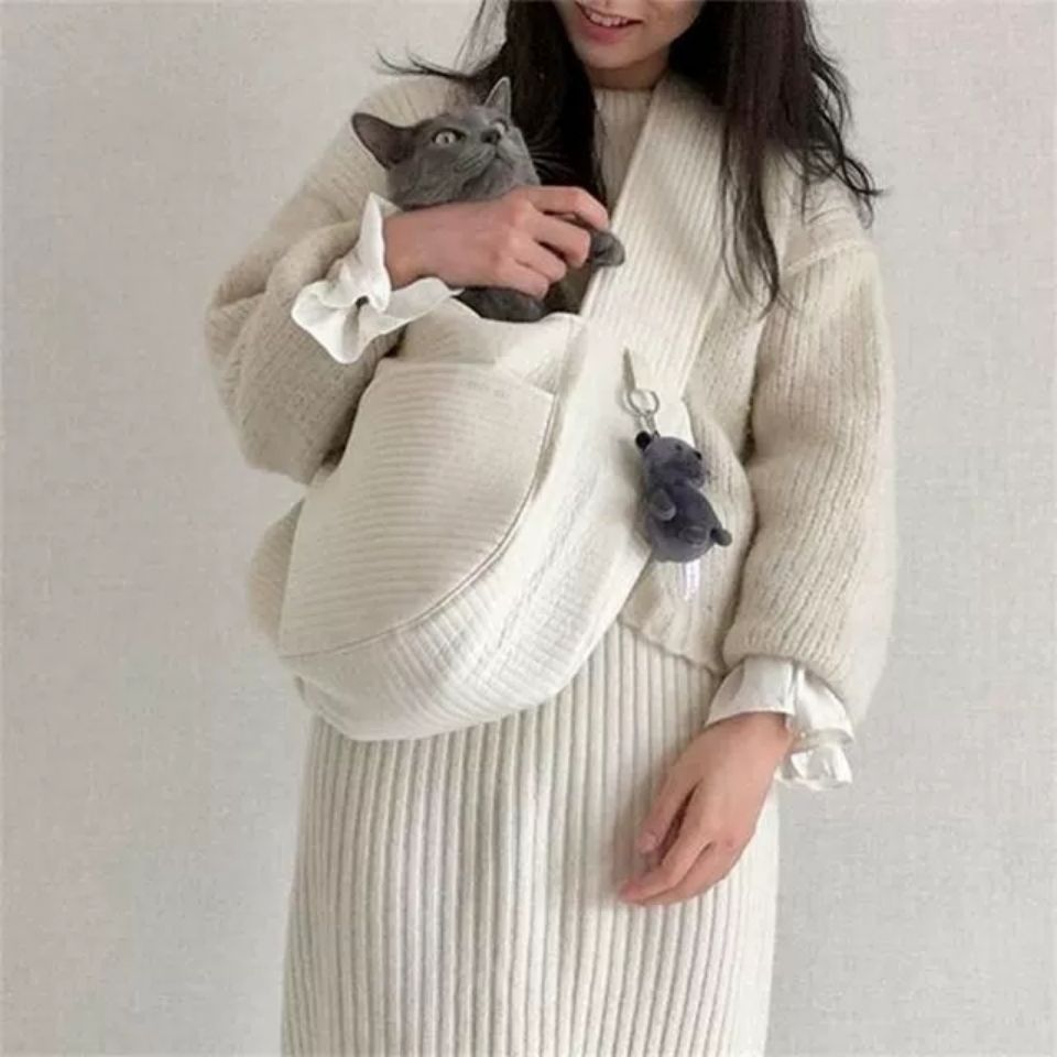 Handmade Canvas Pet Carrier Shoulder Bag