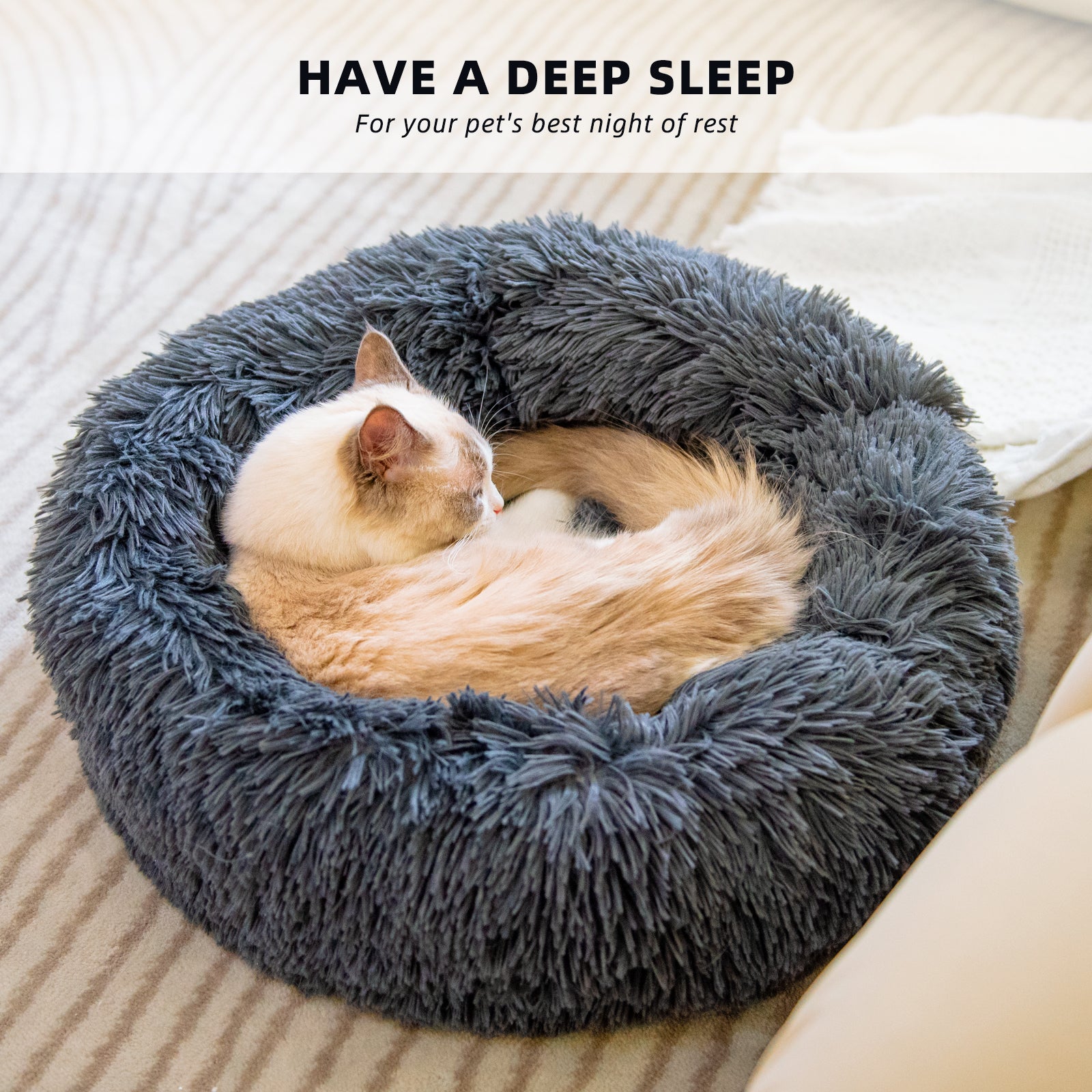 Round Plush Bed for Small Dogs & Cats
