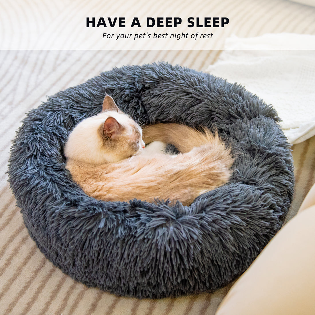 Round Plush Bed for Small Dogs & Cats