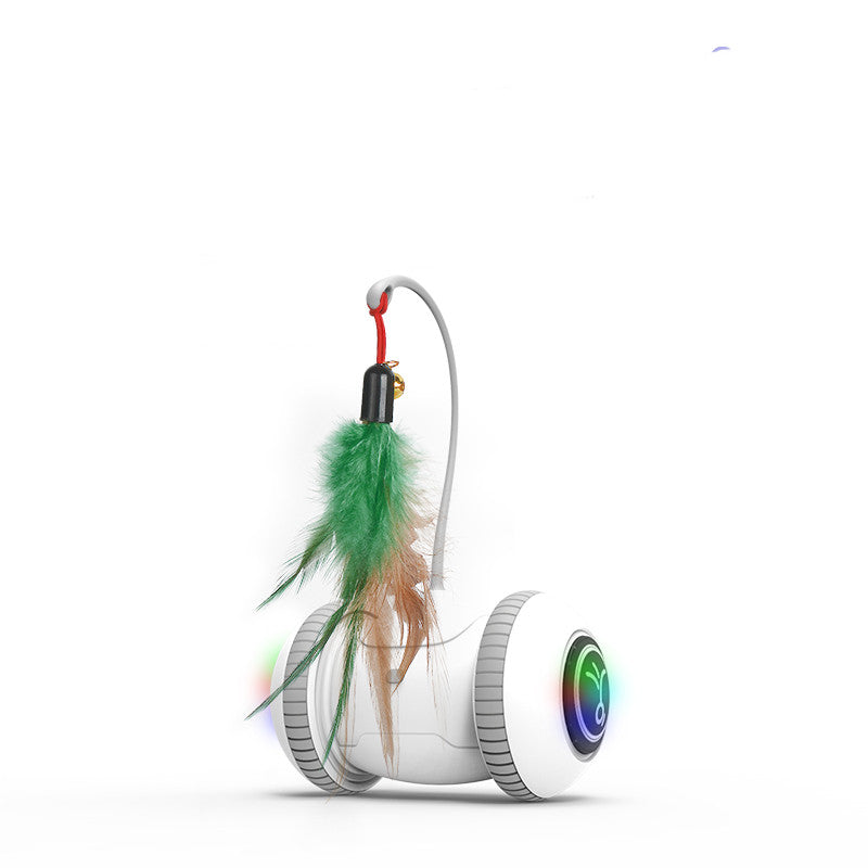 Interactive Cat Toy with Interchangeable Feather Heads