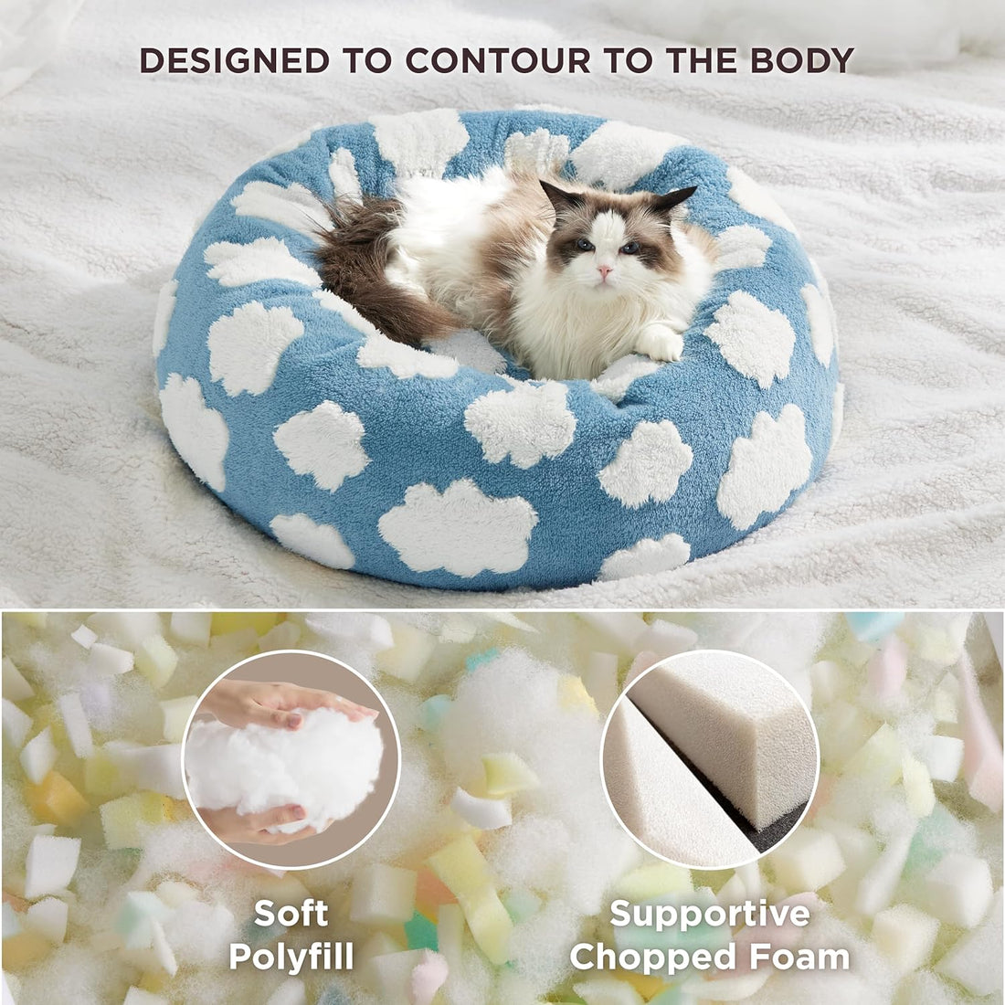 Round Donut Calming Bed for Cats & Small Dogs