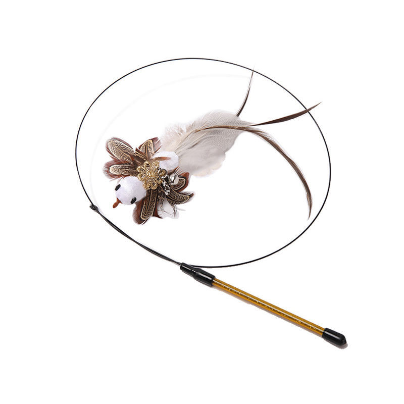 Interchangeable Cat Teaser Stick with Feather Head