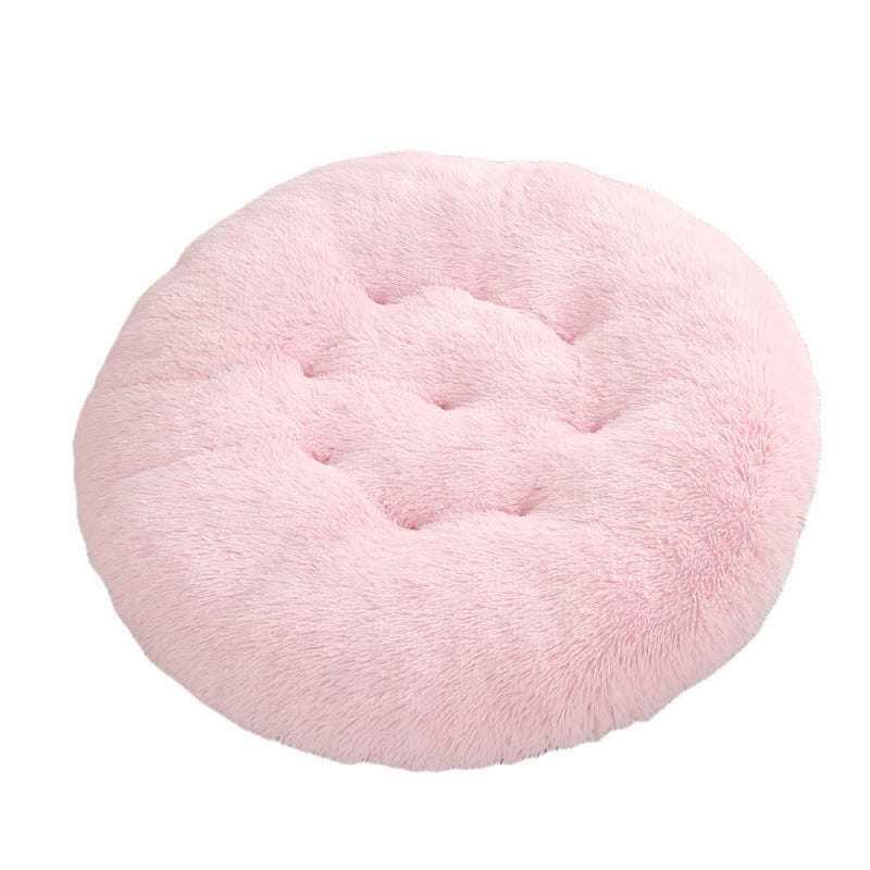Round Plush Pet Bed for Dogs & Cats
