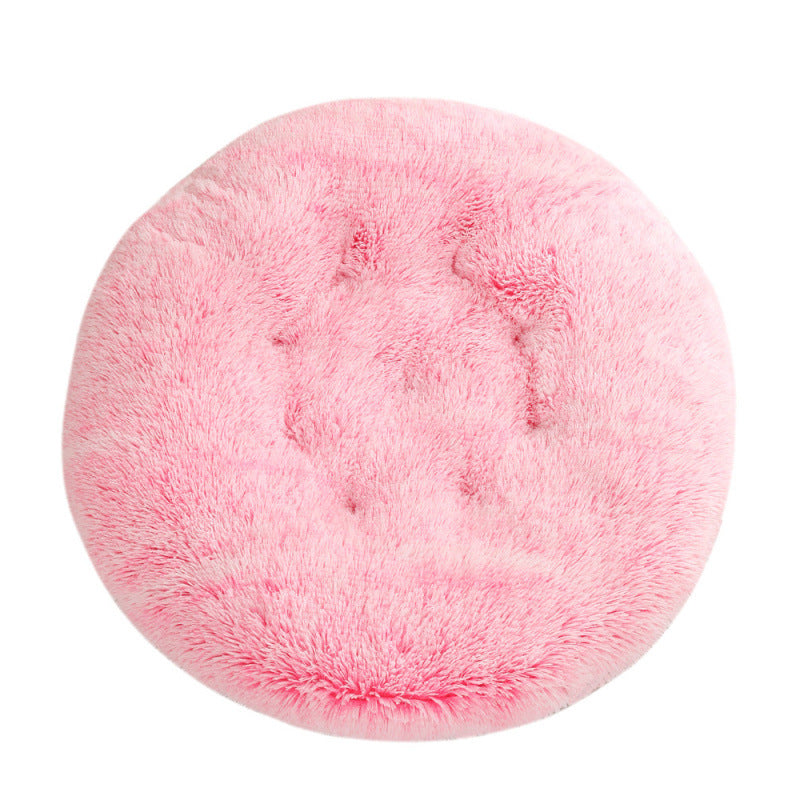 Round Plush Pet Bed for Dogs & Cats