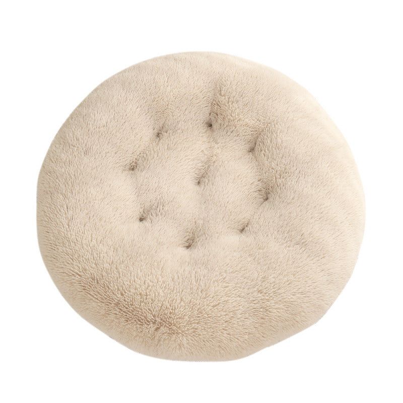 Round Plush Pet Bed for Dogs & Cats