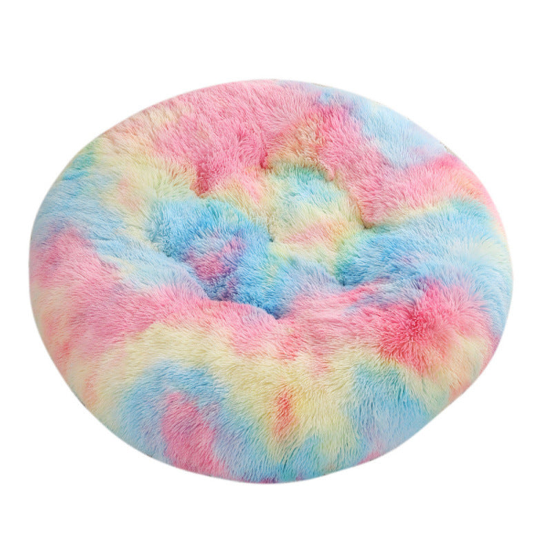 Round Plush Pet Bed for Dogs & Cats