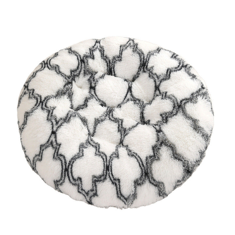Round Plush Pet Bed for Dogs & Cats
