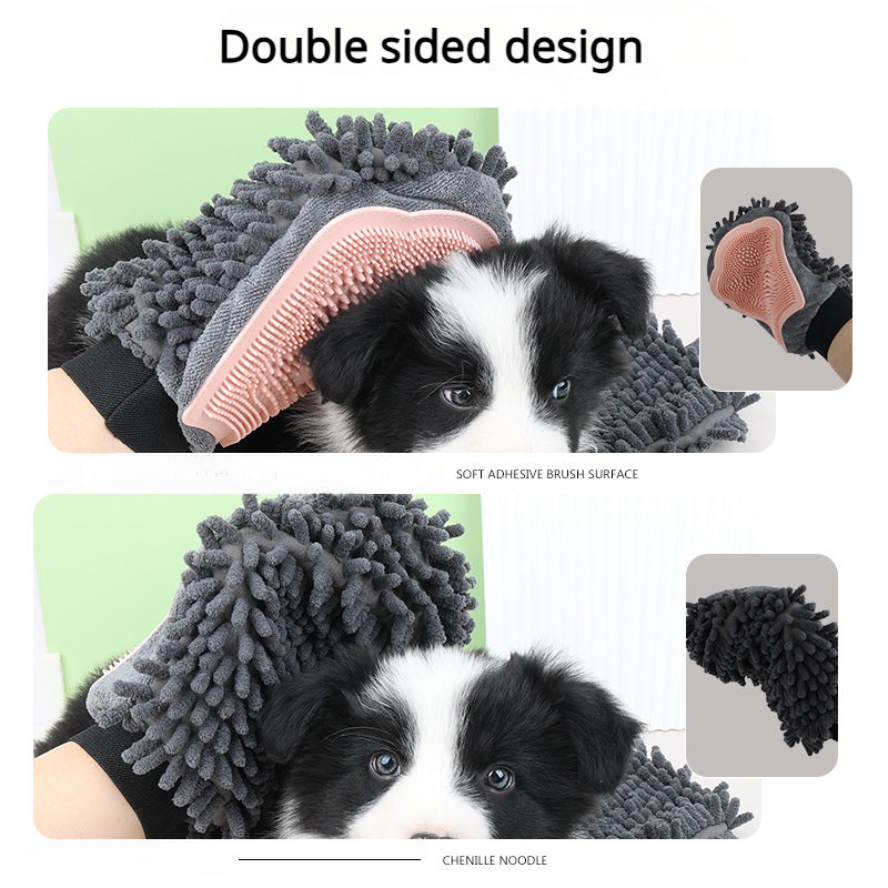 2-in-1 Pet Grooming & Bathing Brush Glove