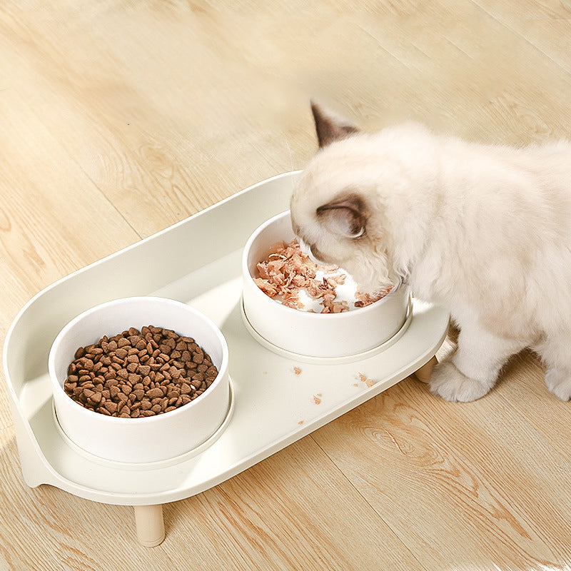 Tilted Double Pet Bowl for Cats & Dogs