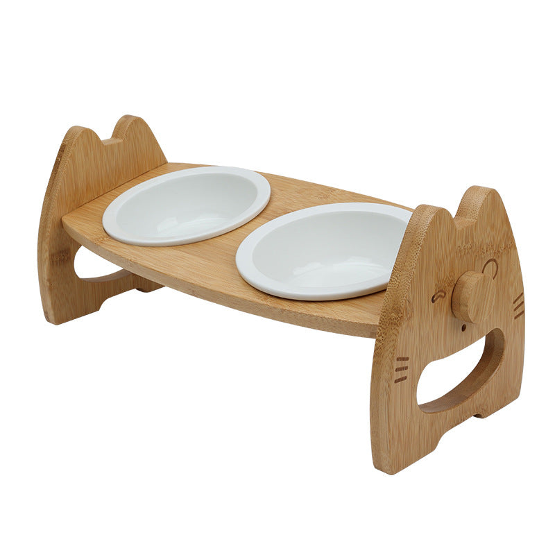 Adjustable Ceramic Double Pet Bowl with Stand