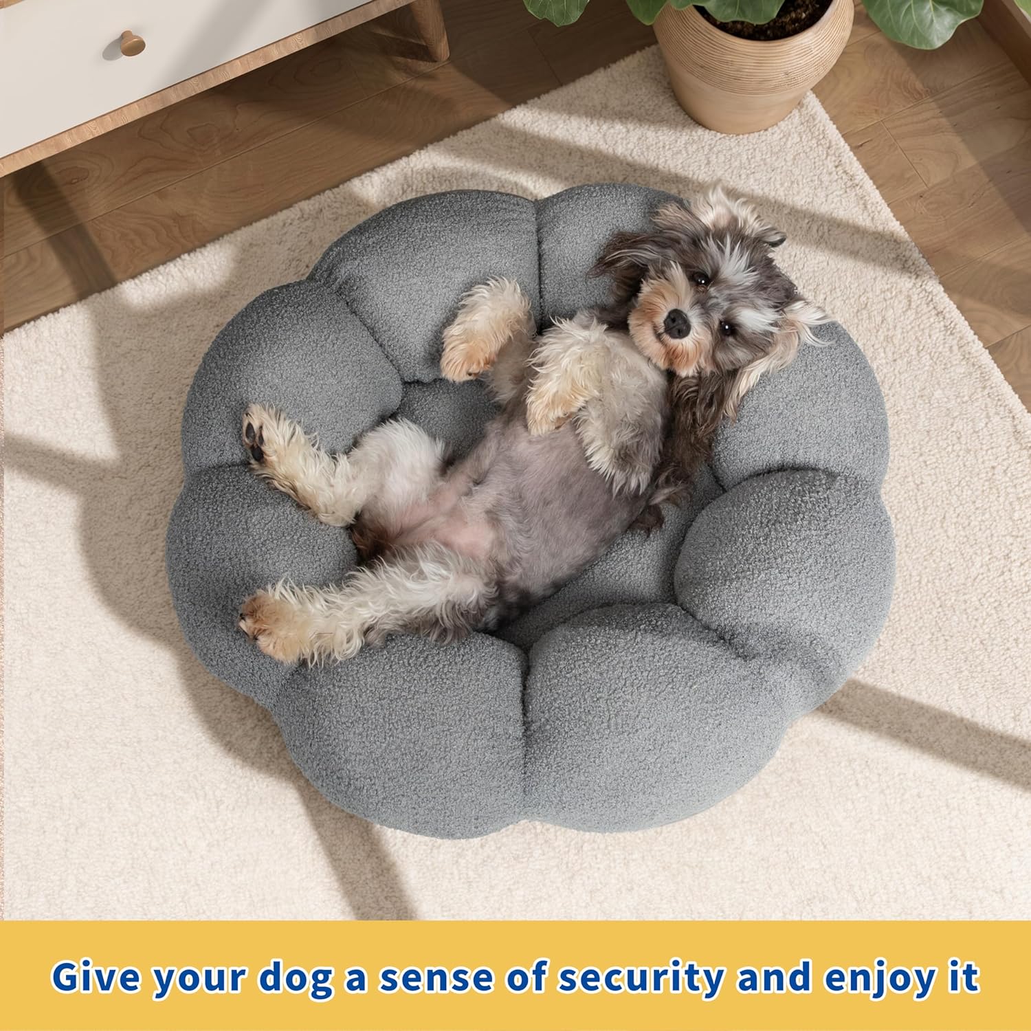 Fluffy Flower Calming Donut Bed for Cats & Dogs