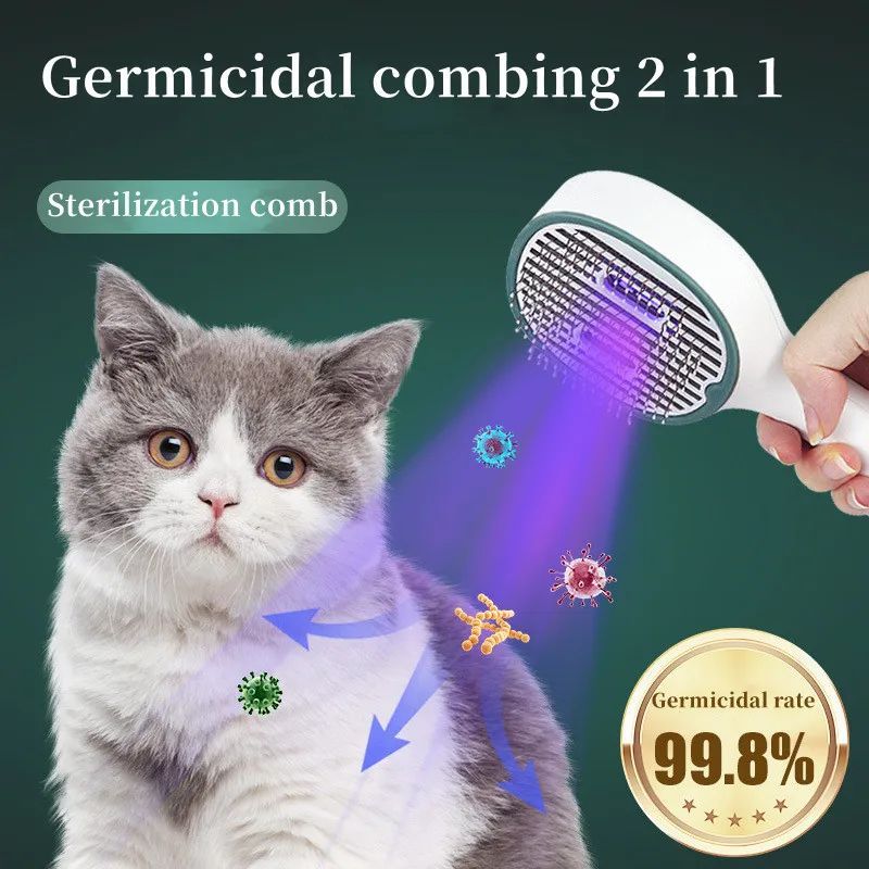 UVC Self-Cleaning Pet Grooming Slicker Comb