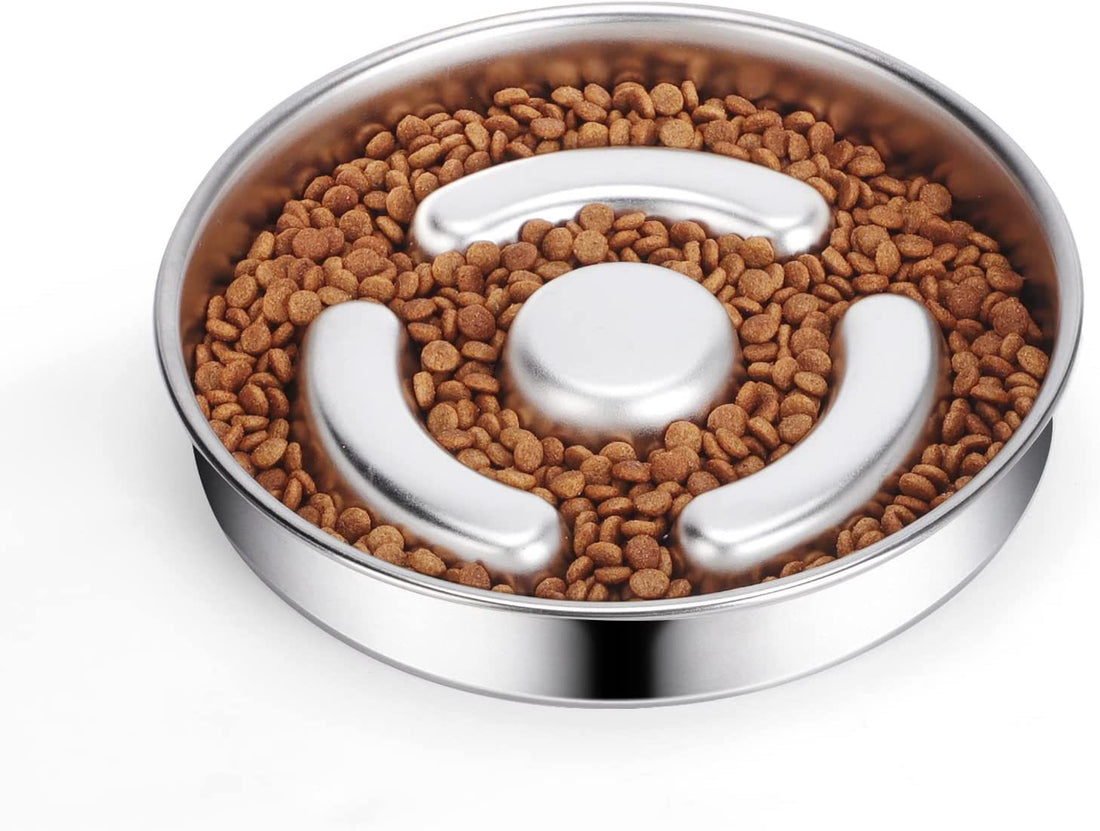 Stainless Steel Slow-Feed Pet Bowl