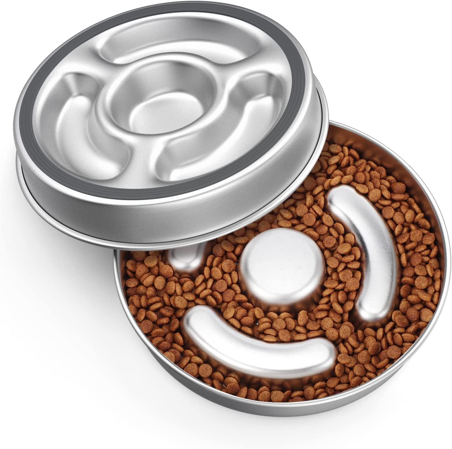 Stainless Steel Slow-Feed Pet Bowl