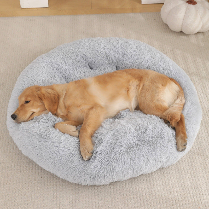 Round Plush Pet Bed for Dogs & Cats