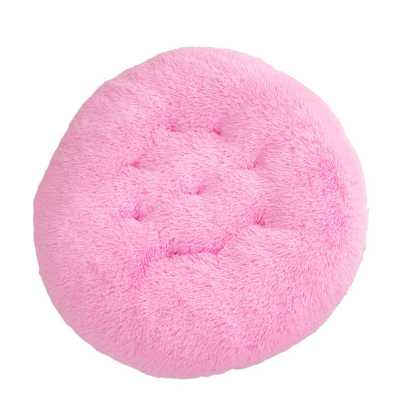 Round Plush Pet Bed for Dogs & Cats