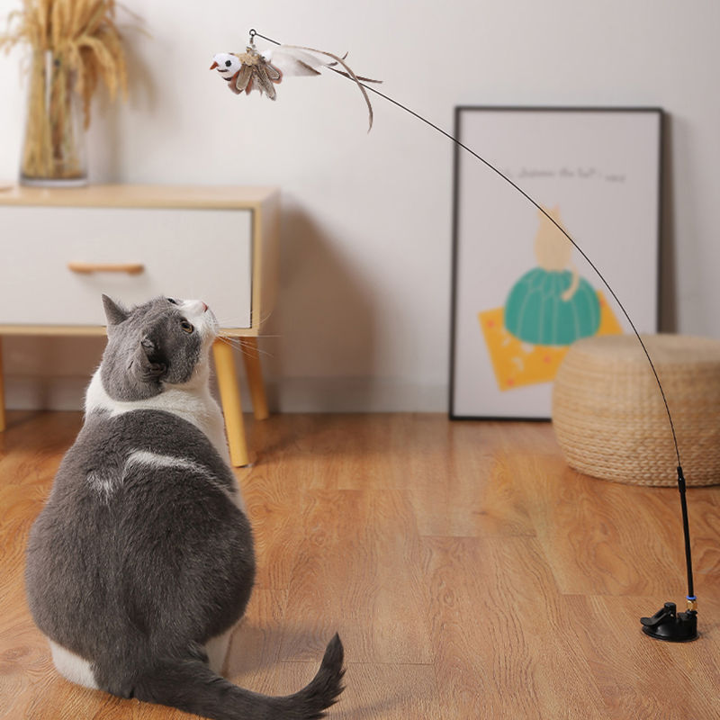 Interchangeable Cat Teaser Stick with Feather Head