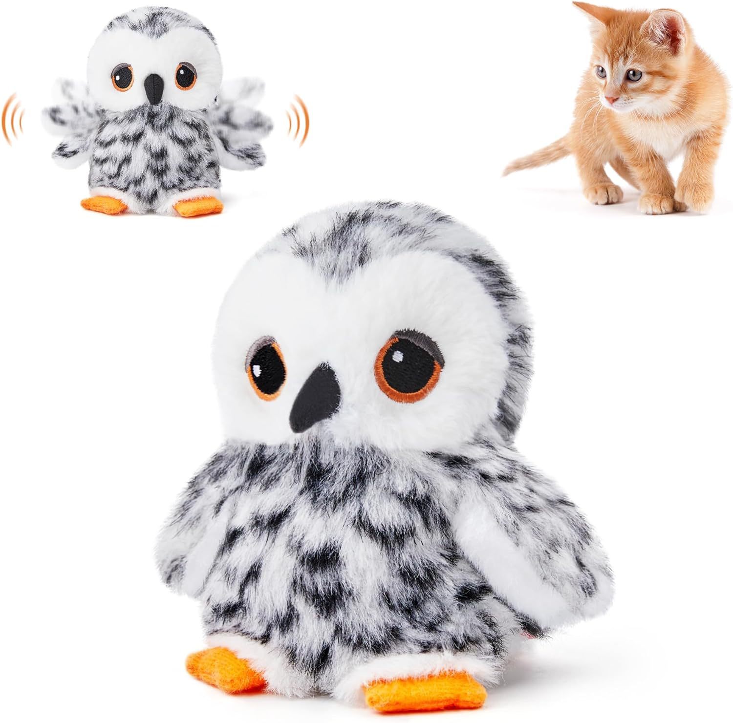 USB Rechargeable Flapping Bird Cat Plush Toy