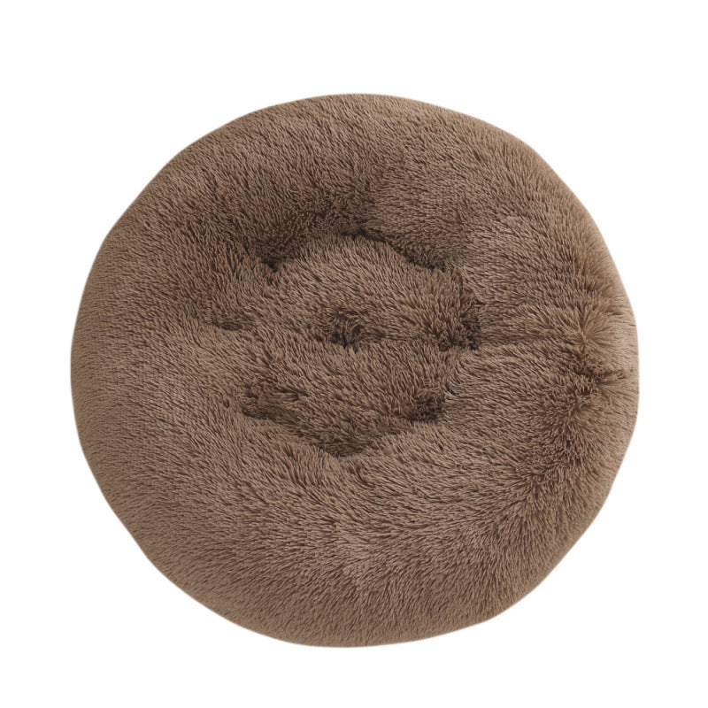 Round Plush Pet Bed for Dogs & Cats