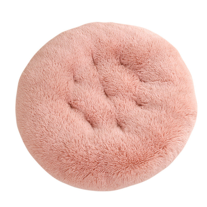 Round Plush Pet Bed for Dogs & Cats