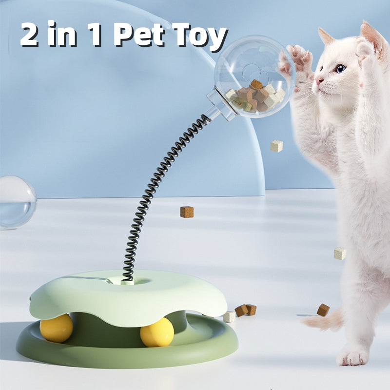 2-in-1 Cat Treat Dispensing Turntable Toy