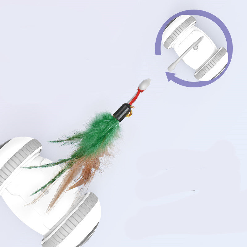 Interactive Cat Toy with Interchangeable Feather Heads
