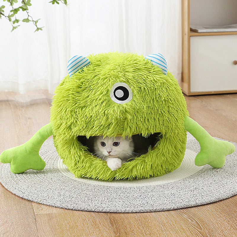 Fluffy Round Machine-Washable Cat & Small Dog Bed