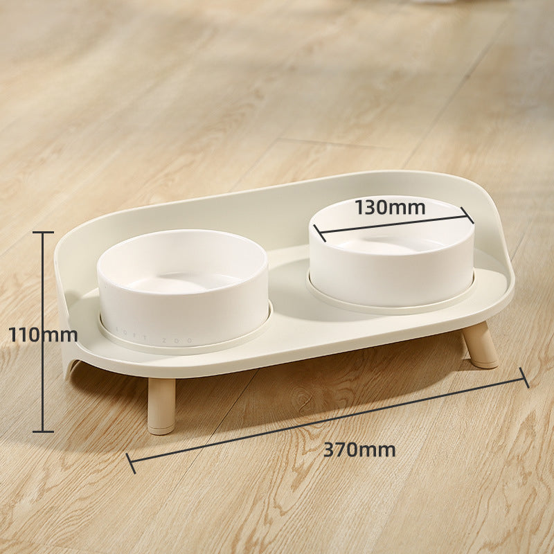 Tilted Double Pet Bowl for Cats & Dogs
