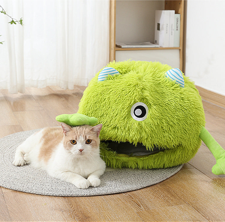 Fluffy Round Machine-Washable Cat & Small Dog Bed